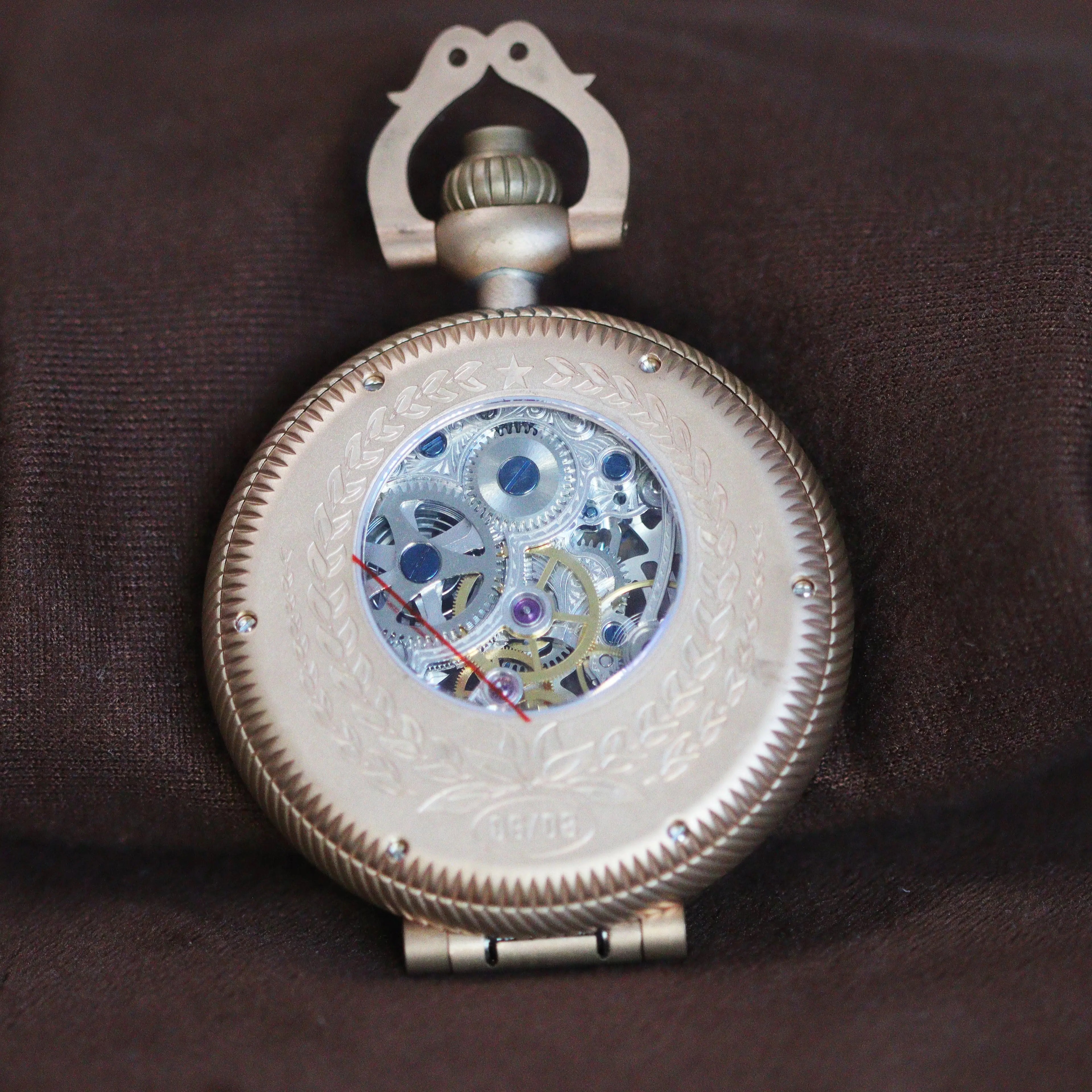 Waterproof mechanical bronze/sandblasted steel pocket watch sidaxin