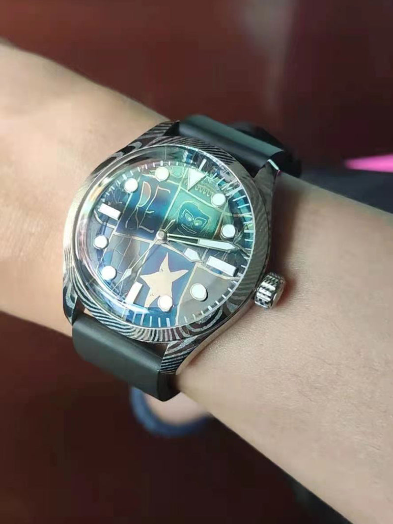 Automatic mechanical Damascus watch