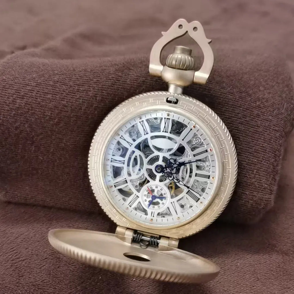 Waterproof mechanical bronze/sandblasted steel pocket watch sidaxin