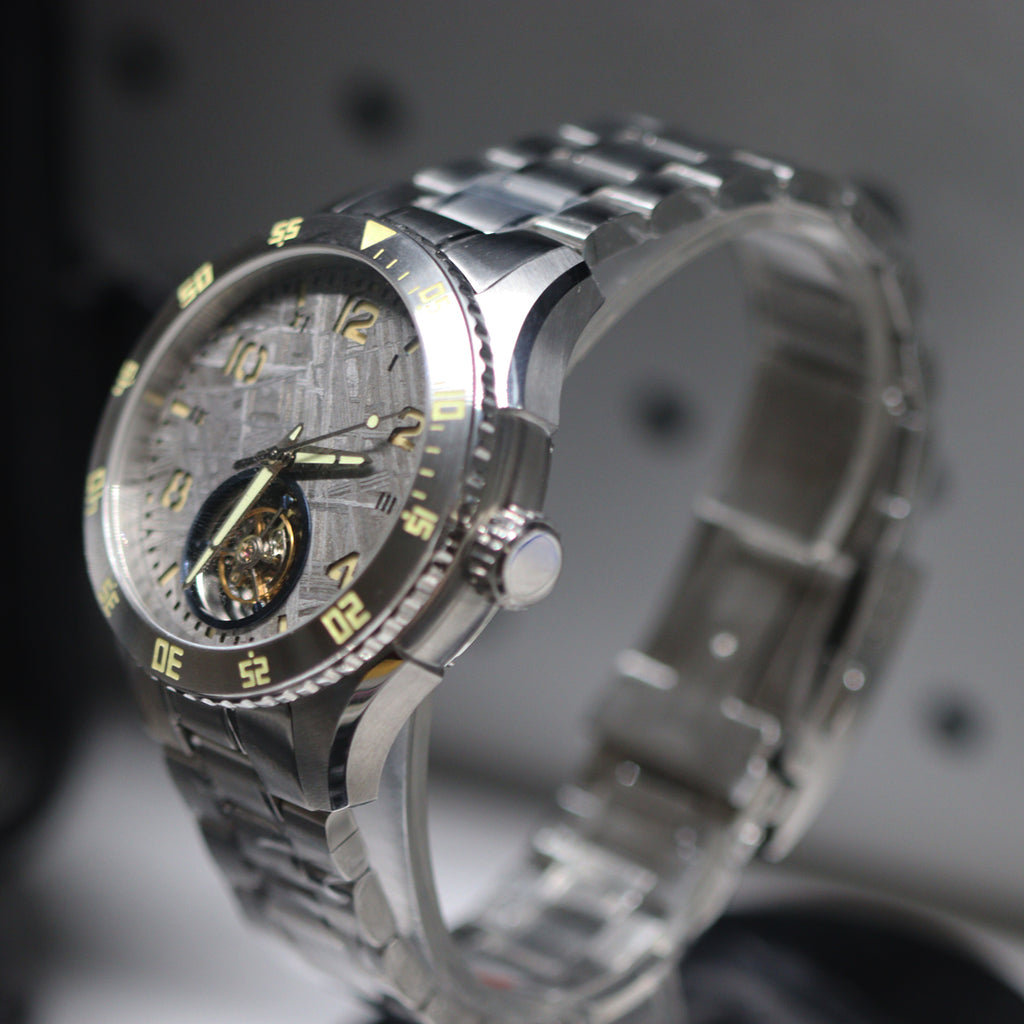 Automatic coaxial tourbillonarched stainless steel watch