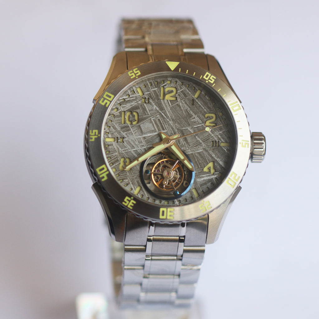 Automatic coaxial tourbillonarched stainless steel watch