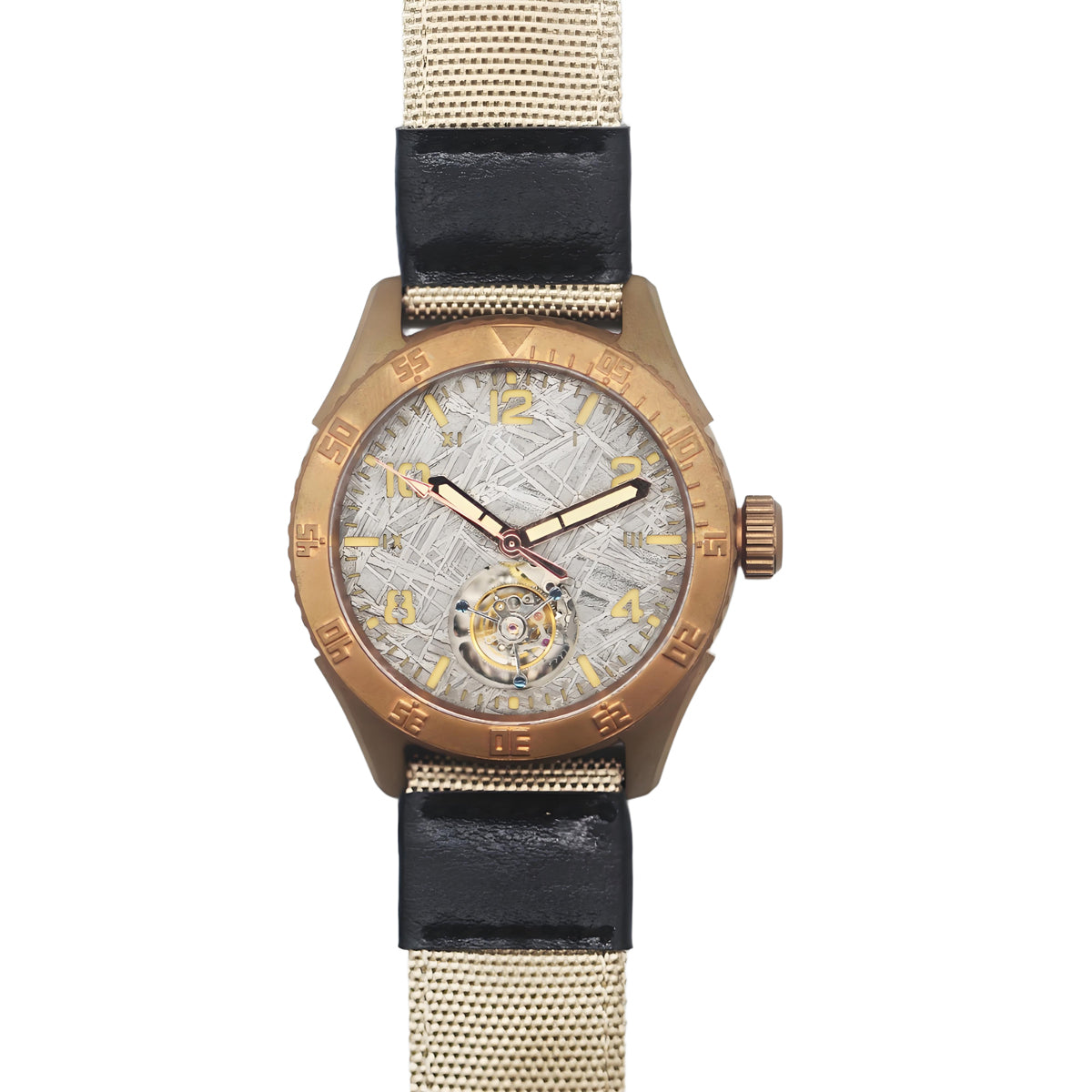 Automatic coaxial tourbillonarched bronze watch