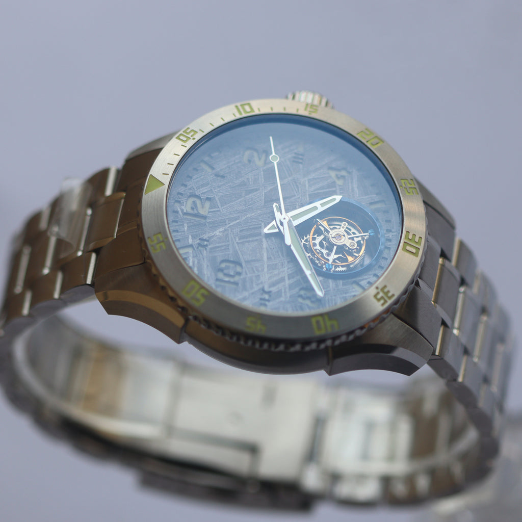 Automatic coaxial tourbillonarched stainless steel watch