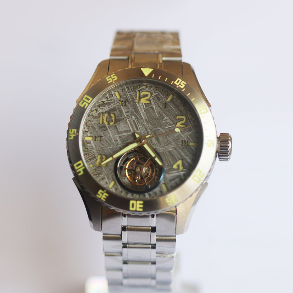 Automatic coaxial tourbillonarched stainless steel watch