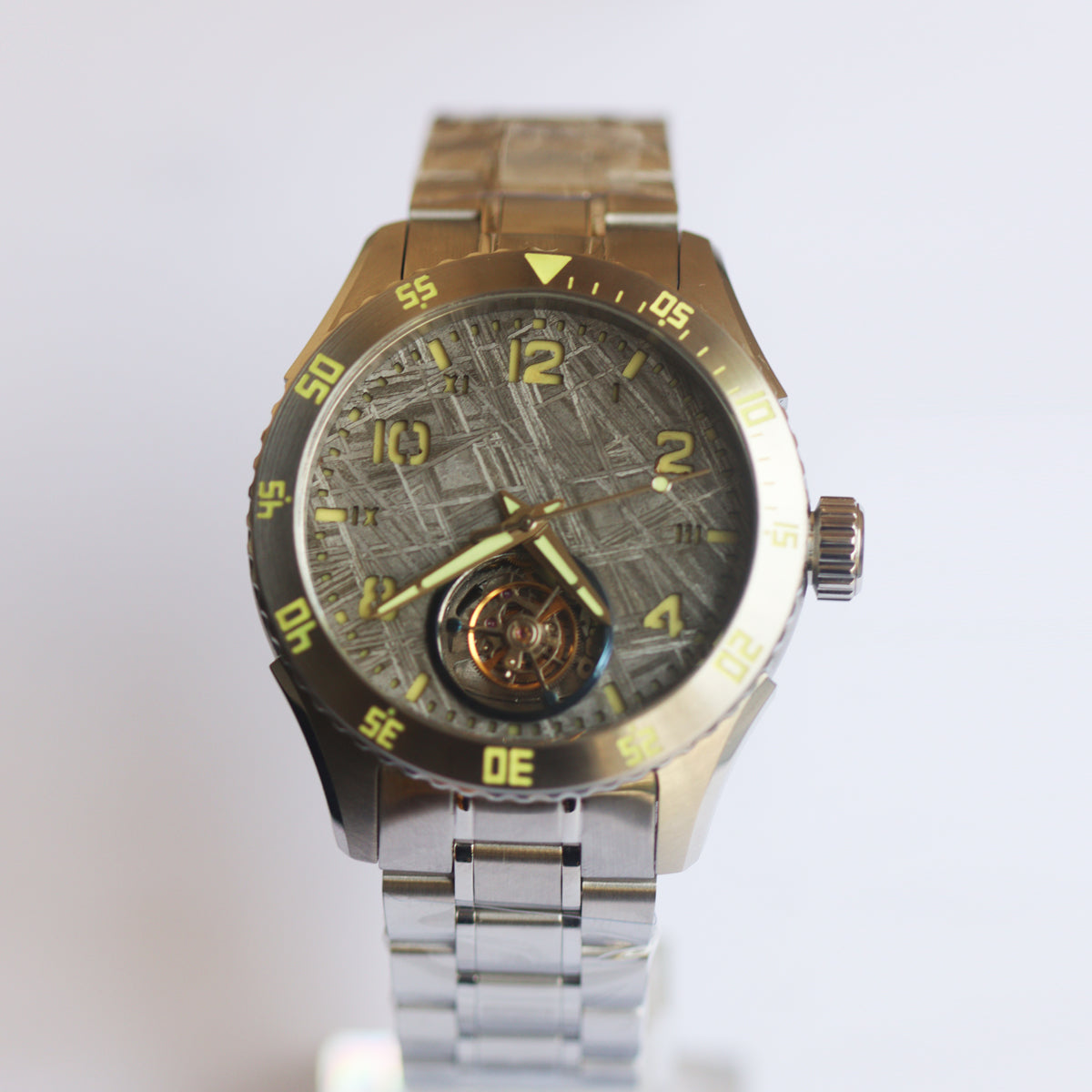 Automatic coaxial tourbillonarched stainless steel watch