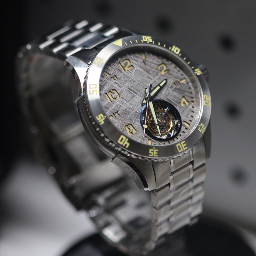 Automatic coaxial tourbillonarched stainless steel watch