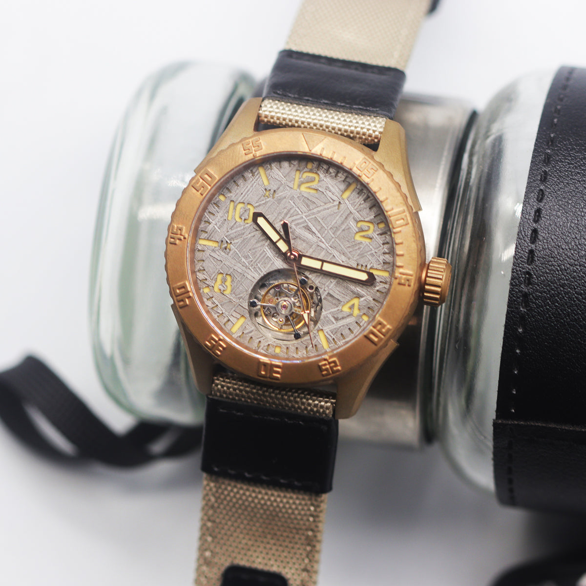 Automatic coaxial tourbillonarched bronze watch