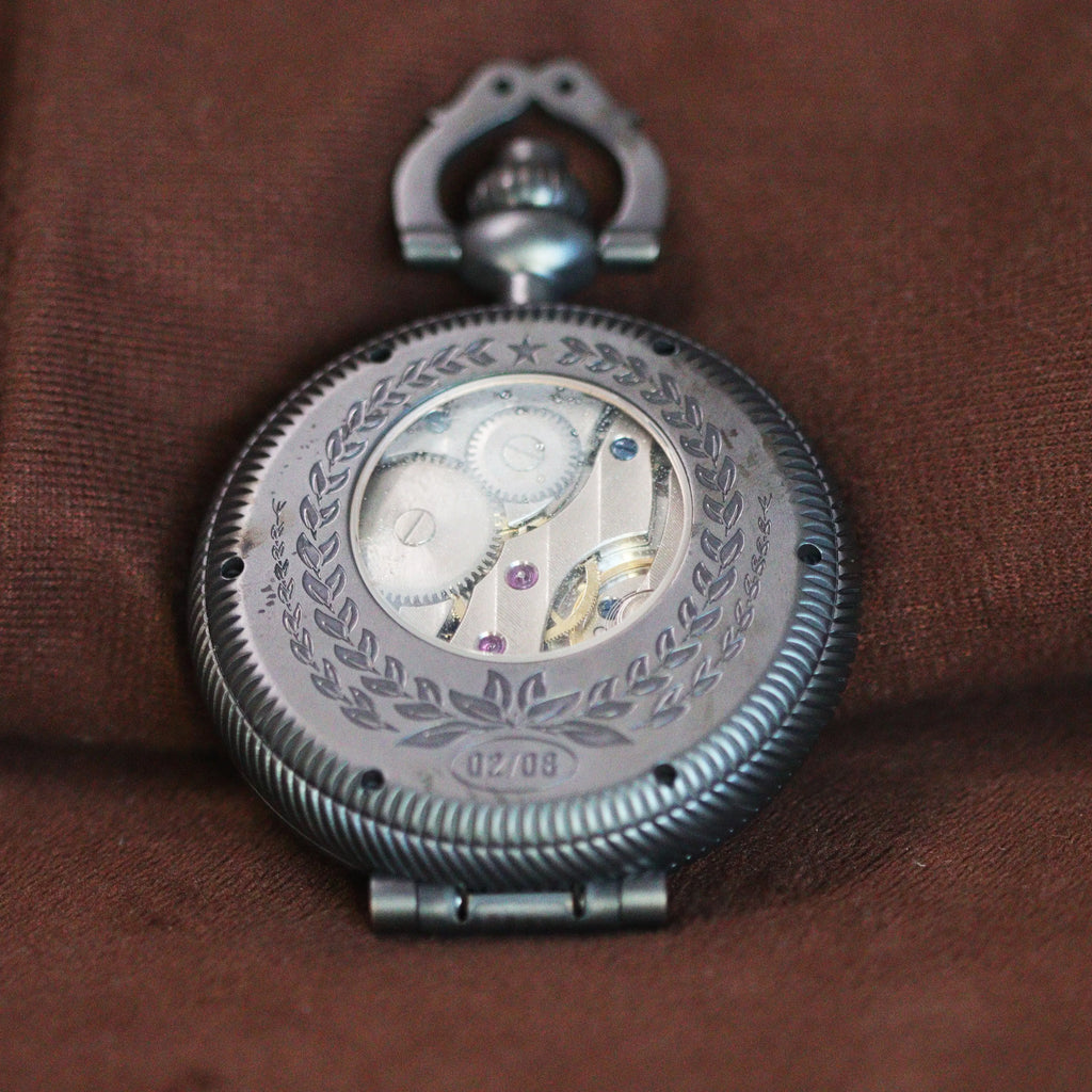Waterproof mechanical bronze/sandblasted steel pocket watch sidaxin