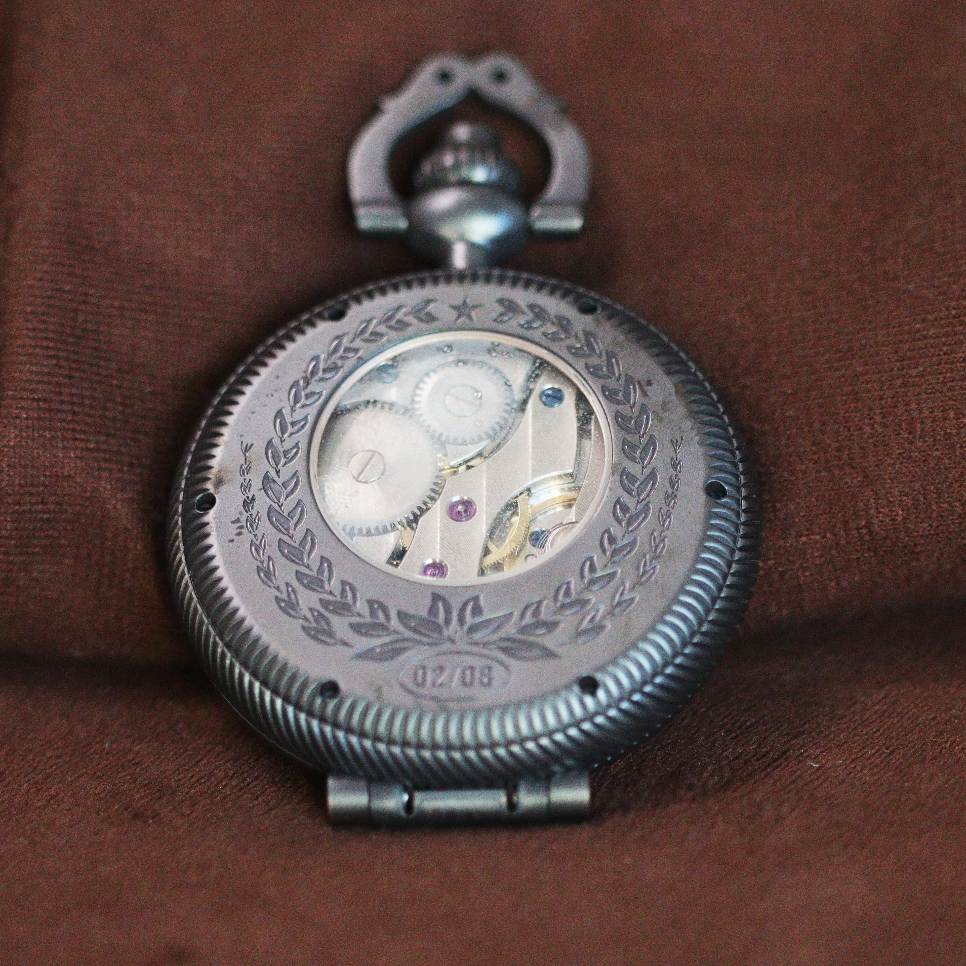 Waterproof mechanical bronze/sandblasted steel pocket watch sidaxin