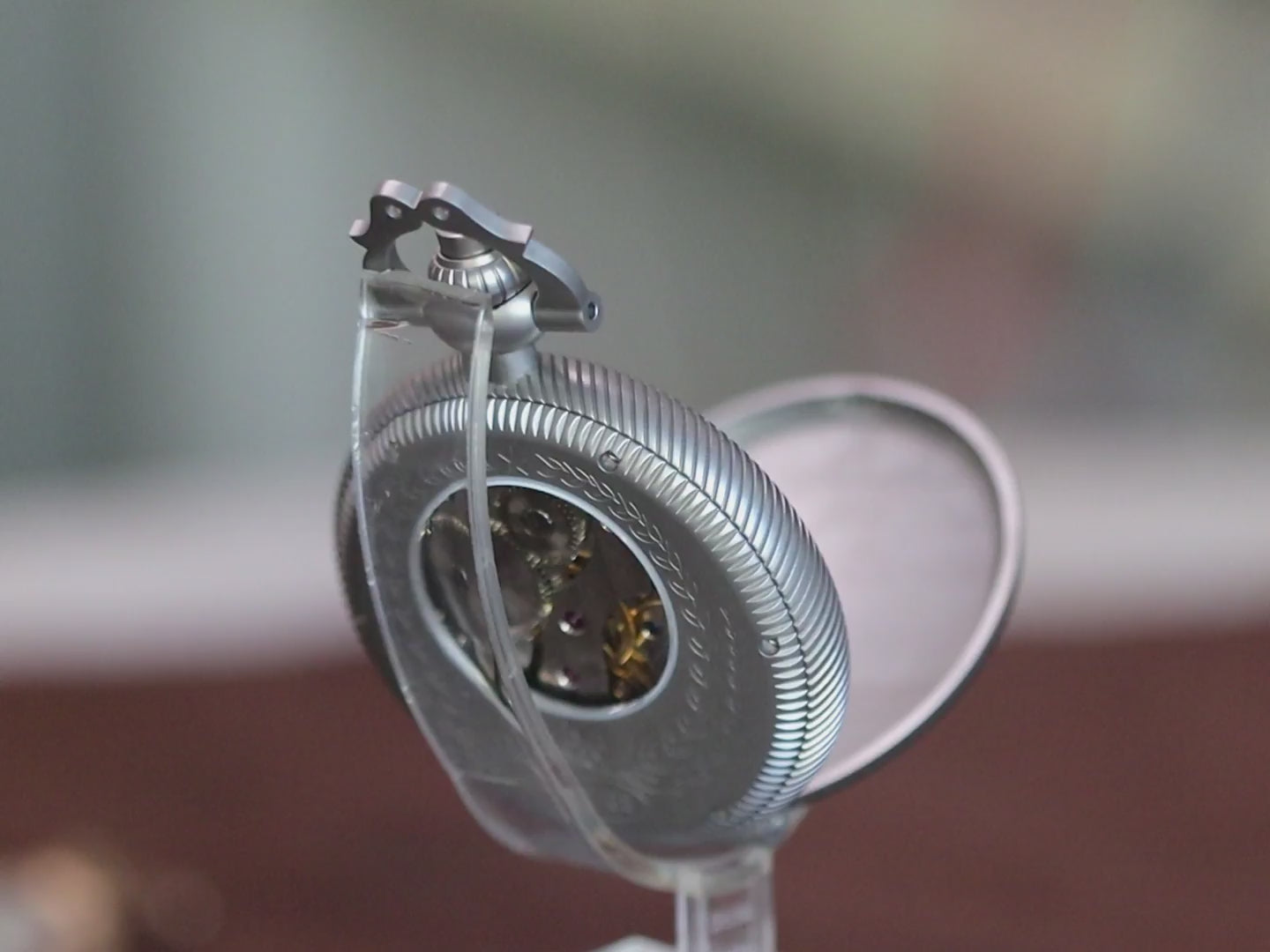 Hollowed out mechanical bronze/stainless steel &nbsp;pocket watch