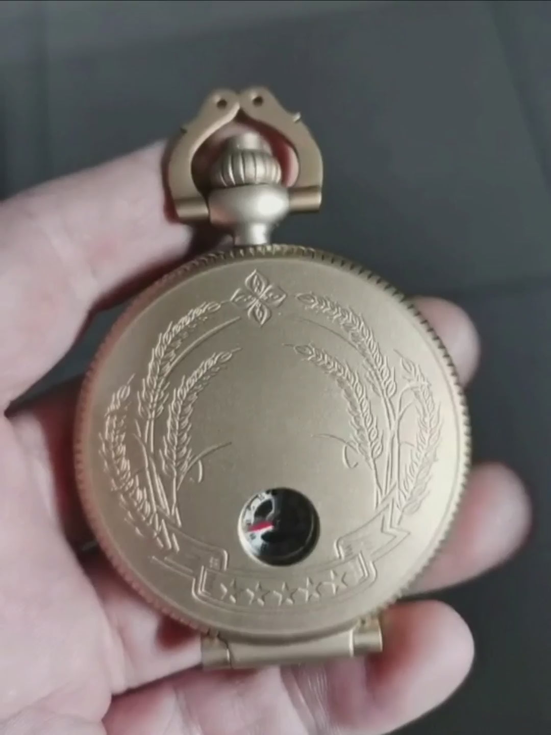 Hollowed out mechanical bronze/stainless steel &nbsp;pocket watch