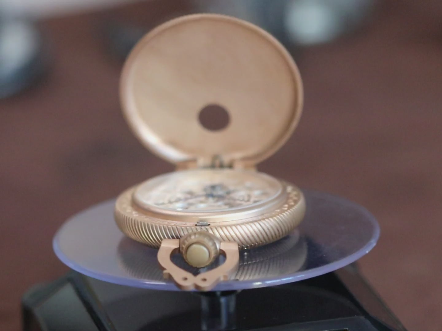 Hollowed out mechanical bronze/stainless steel &nbsp;pocket watch