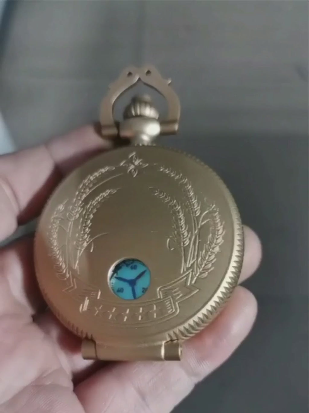 Hollowed out mechanical bronze/stainless steel &nbsp;pocket watch