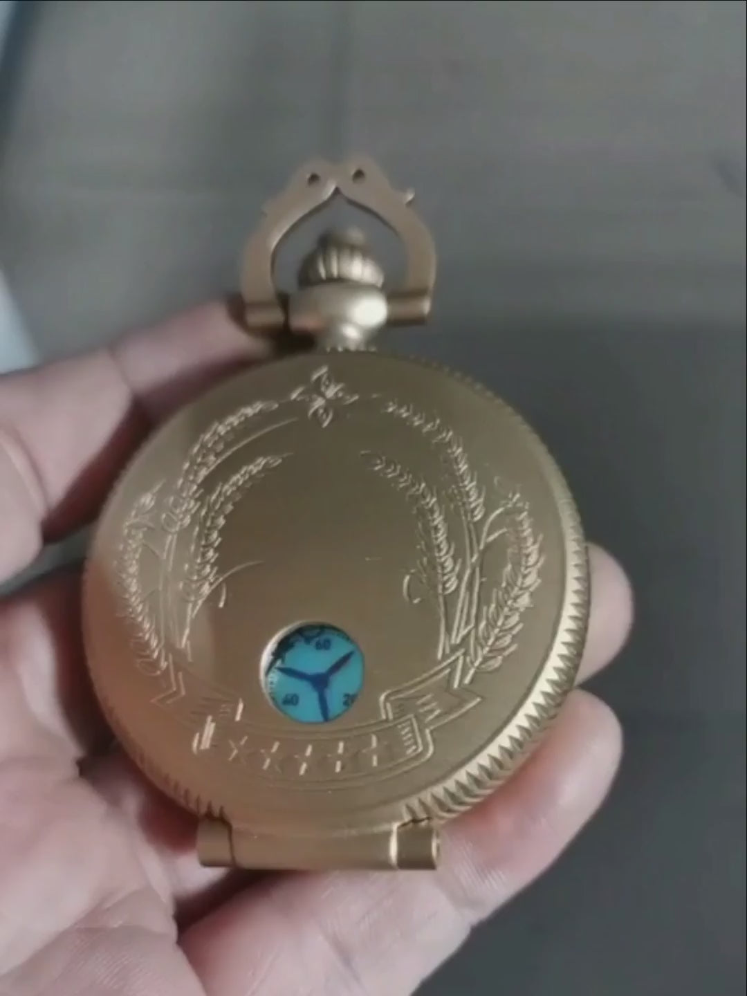 Hollowed out mechanical bronze/stainless steel &nbsp;pocket watch