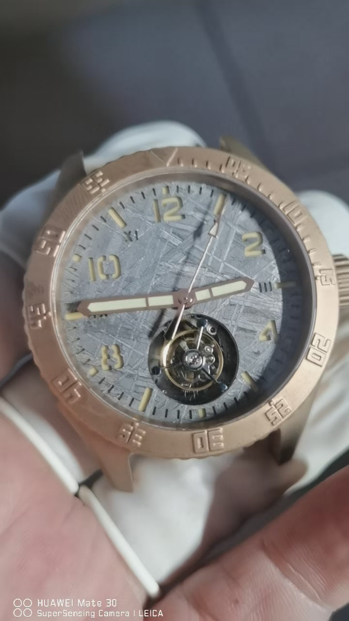 Automatic coaxial tourbillonarched bronze watch